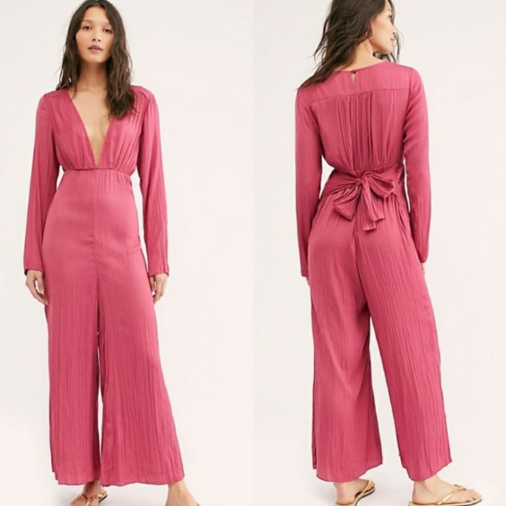 Free People Larina Silky pink Jumpsuit